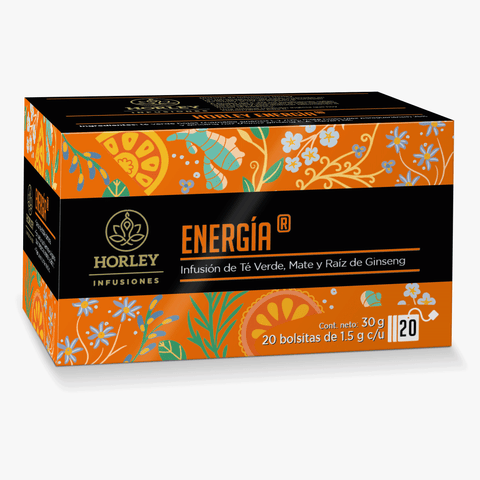 Horley ENERGÍA Infusión de Té Verde, Mate, Raíz de Ginseng - 3 cajitas de 20 sobres