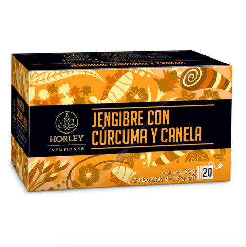 Horley infusión de jengibre con cúrcuma y canela - set de 3 cajitas de 20 sobres